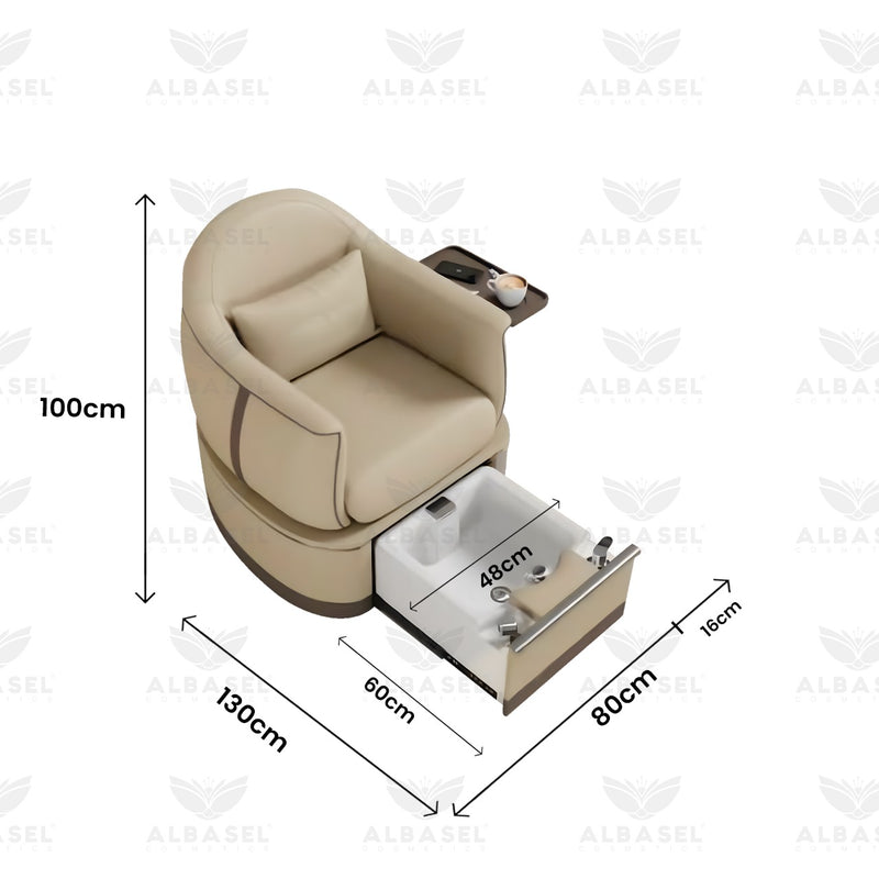 Beige Color Salon Spa Pedicure Chair with Acrylic Sliding Basin - al basel cosmetics 