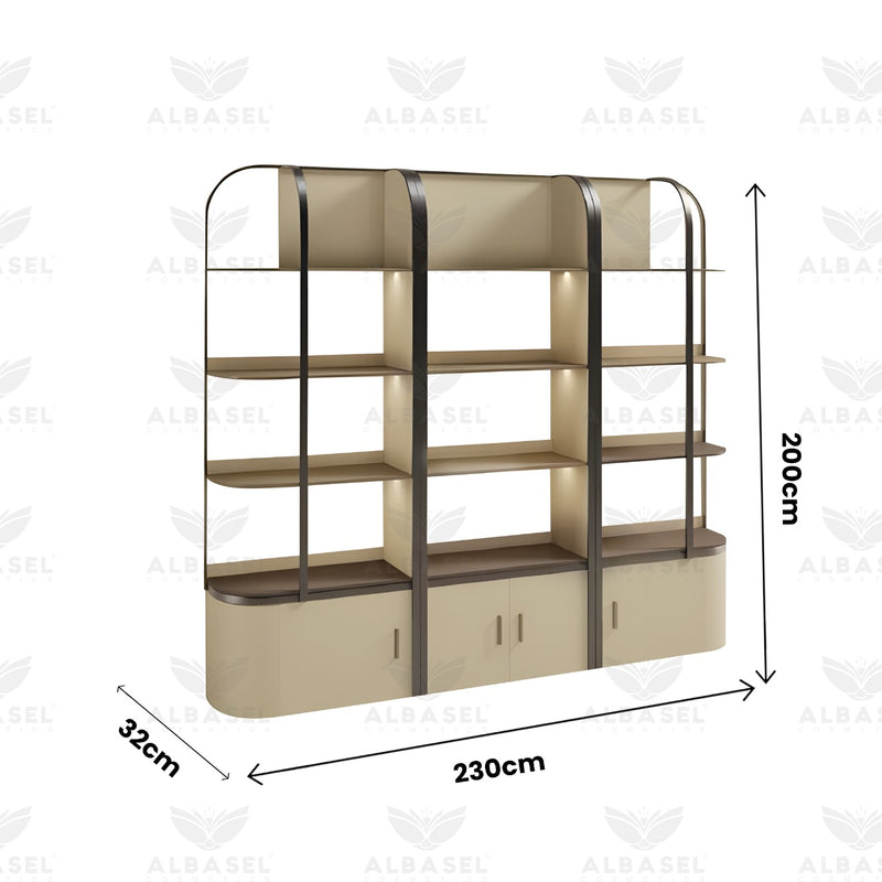 Beige Color Salon Spa Product Display Shelf Stand - al basel cosmetics 