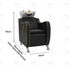 Black & Gold Salon Spa Hair Washing Shampoo Chair - shampoo chair - hair washing chair - al basel cosmetics
