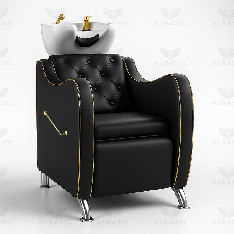 Black & Gold Salon Spa Hair Washing Shampoo Chair - shampoo chair - hair washing chair - al basel cosmetics