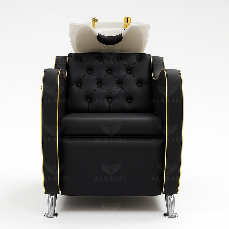 Black & Gold Salon Spa Hair Washing Shampoo Chair - shampoo chair - hair washing chair - al basel cosmetics
