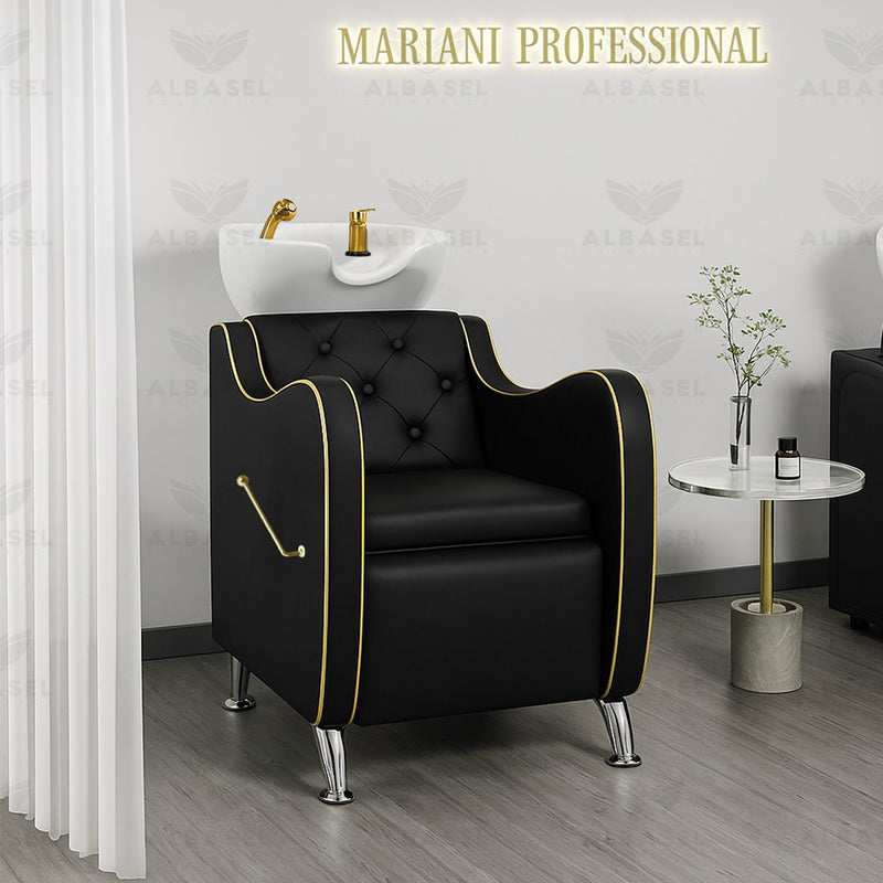 Black & Gold Salon Spa Hair Washing Shampoo Chair - shampoo chair - hair washing chair - al basel cosmetics