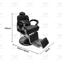 Salon Professional Black and Chrome Barber Chair - al basel cosmetics - salon chair - barber chair - gents chair 