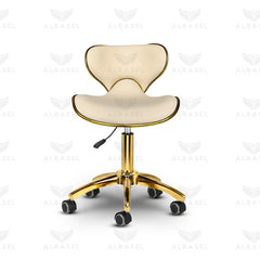 Cream & Gold Salon Spa Stool with swivel - al basel cosmetics - salon stool