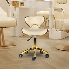 Cream & Gold Salon Spa Stool with swivel - al basel cosmetics - salon stool