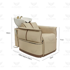 Hair Washing Shampoo Chair Beige Color for Salon Spa - Electric reclining hair washing chair for Salon Spa Saudi Arabia - Hair washing chair Bahrain - Al Basel Cosmetics - UAE
