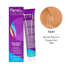 Fanola Hair Coloring Cream 10.41 Blonde Platinum Copper Ash 100ml- hair color- hair styling- blonde- fanola color- Al basel- Dubai