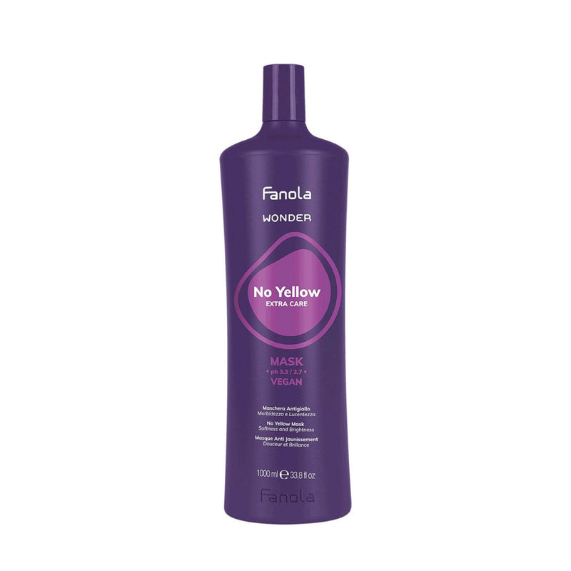 Fanola Wonder No Yellow Mask 1000ml – violet pigment mask for blonde and grey hair - Al Basel Cosmetics  - UAE