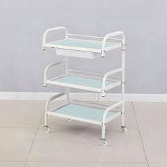 Glass Trolley Cart - White - salon trolley - salon display stand - salon roduct organizer - al basel cometics