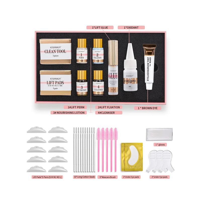Black/Brown Lash Lifting & Tint Kit Iconsign– Fast Perm with Nutrition - lash kit - eyelash tint - Al Basel - UAE