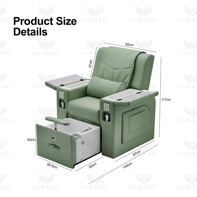 All-in-One Green Massage Chair for Pedicure & Manicure with Sliding Foot Bath – Premium Salon & Spa Equipment - Mani Pedi chair in UAE - Multipurpose chair for salon - Manicure chair Saudi Arabia - Al Basel Cosmetics - UAE