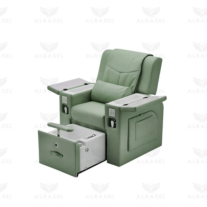 All-in-One Green Massage Chair for Pedicure & Manicure with Sliding Foot Bath – Premium Salon & Spa Equipment - Mani Pedi chair in UAE - Multipurpose chair for salon - Manicure chair Saudi Arabia - Al Basel Cosmetics - UAE