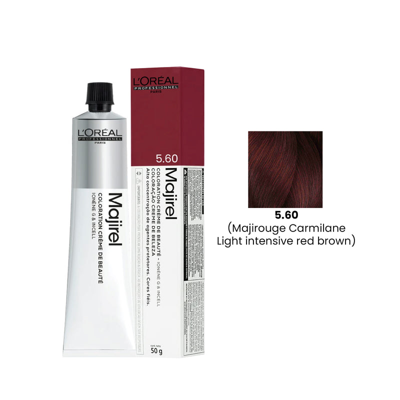 Hair Color Majirel 50ml 5.60 Majirouge Carmilane Light Intensive Red Brown Loreal Professional-L’Oreal hair color-loreal uae- loreal professional- Al basel Cosmetics