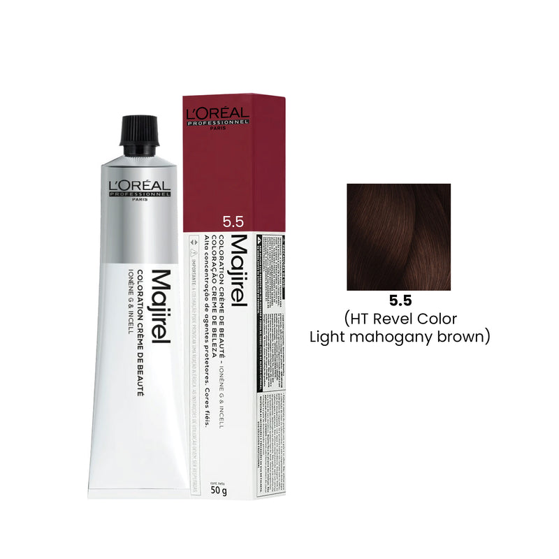Hair Color Majirel 50ml 5.5 Light Mahogany Brown (HT Revel Color) Loreal Professional-L’Oreal hair color-loreal uae- loreal professional- Al basel Cosmetics
