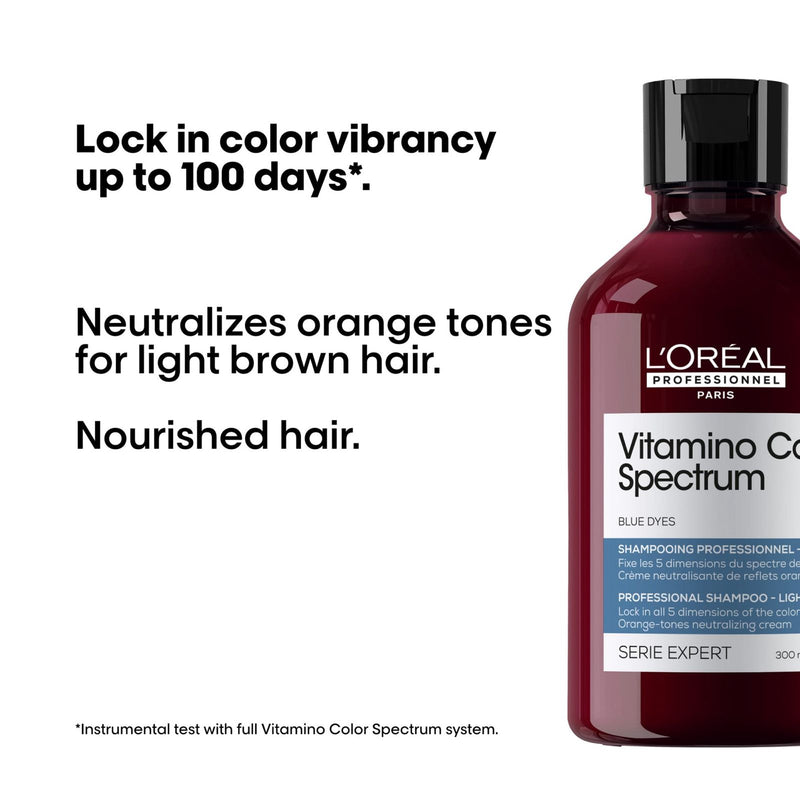 Vitamino Color Spectrum Blue Shampoo 300ml – Loreal Professionnel - Orange Tone Neutralizing Shampoo - - loreal UAE - loreal shampoo - shampoo for color treated hair - loreal vitamino color spectrum blue - shampoo - Al Basel - UAE