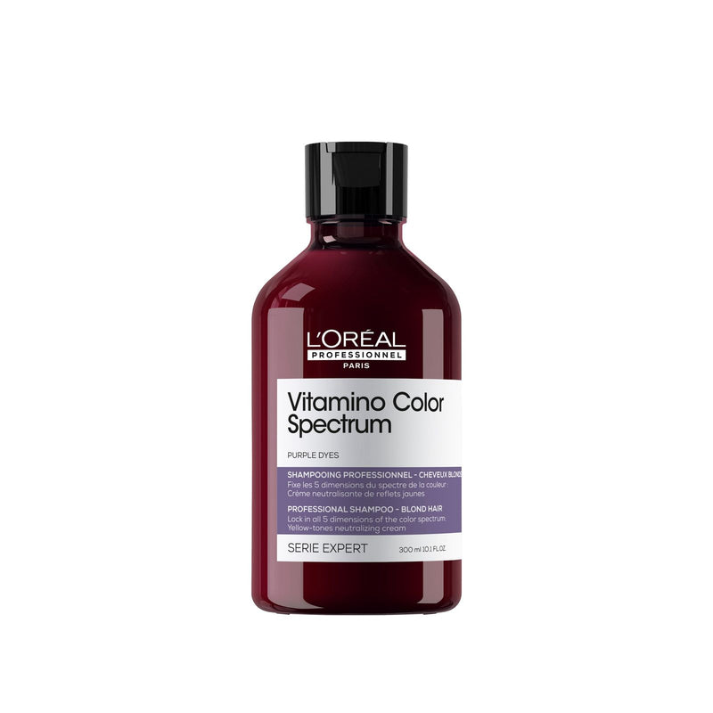 Vitamino Color Spectrum Purple Shampoo 300ml – Loreal Professionnel - Yellow Tone Neutralizing Shampoo - shampoo - loreal shampoo - loreal UAE - shampoo for blond hair - shampoo for color treated hair - vitamino color spectrum purple dyes - Al Basel - UAE