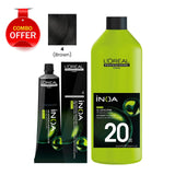 Loreal Professional iNOA Hair Color 4 Brown with Oxidant Cream Developer 20 Volume 1000ml Package-iNoa haircolor-Loreal UAE- Al basel