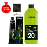 Loreal Professional iNOA Hair Color 5 Light Brown with Oxidant Cream Developer 20 Volume 1000ml Package-iNOA hair color- Loreal UAE-al basel