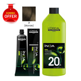 Loreal Professional iNOA Hair Color 7 Blonde with Oxidant Cream Developer 20 Volume 1000ml Package-iNOA hair color- Loreal UAE- Al basel