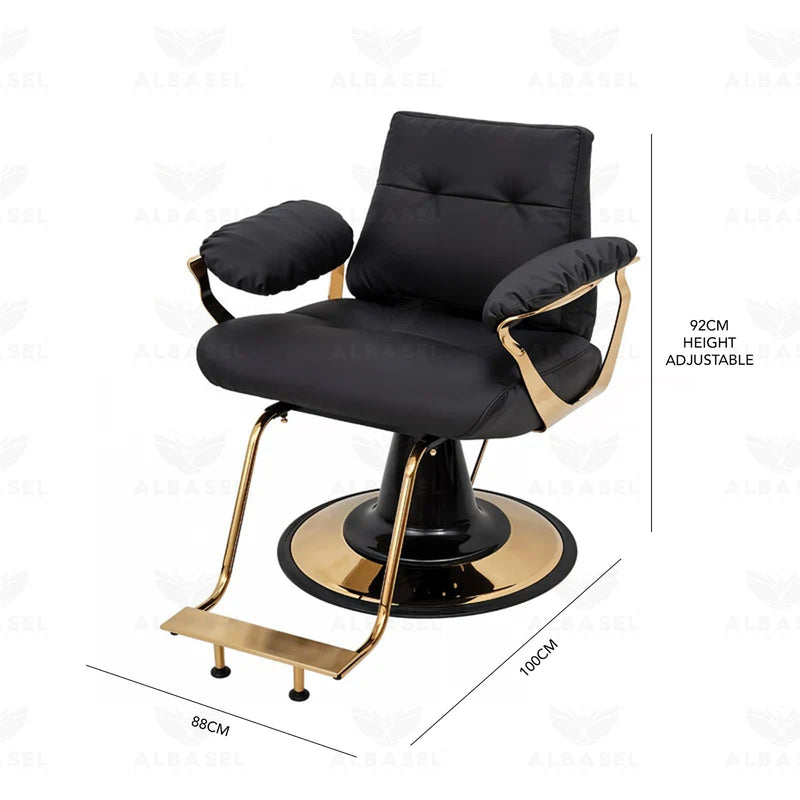 Luxurious Black & Gold Hairdressing Chair for Ladies Beauty Salon