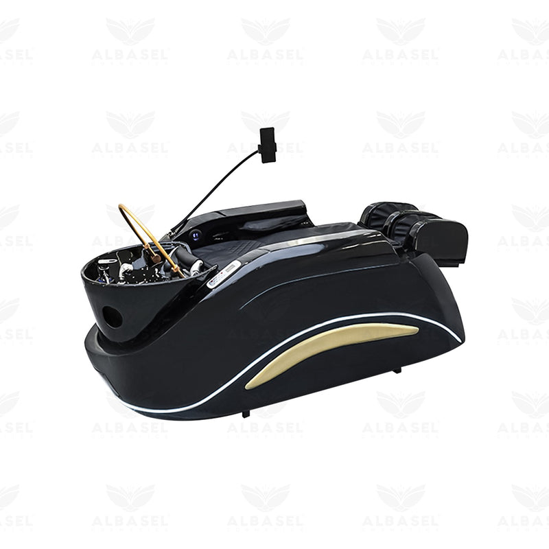 Luxury Black Shampoo Bed with Full-Body Massage for Hair Washing & Relaxation - Hair washing chair Riyadh - Salon Hair washing bed Oman - Al Basel - UAE