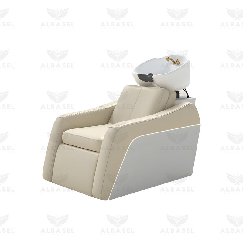 Luxury Cream & White Salon Spa Hair Washing Shampoo Chair - al basel cosmetics - salon furniture uae - shampoo chair - hair washing chair