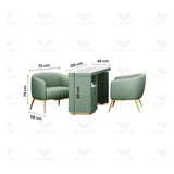 Beauty Salons Spa Manicure Nail Art Table Station with Two Sofa Green - manicure table - al basel cosmetics