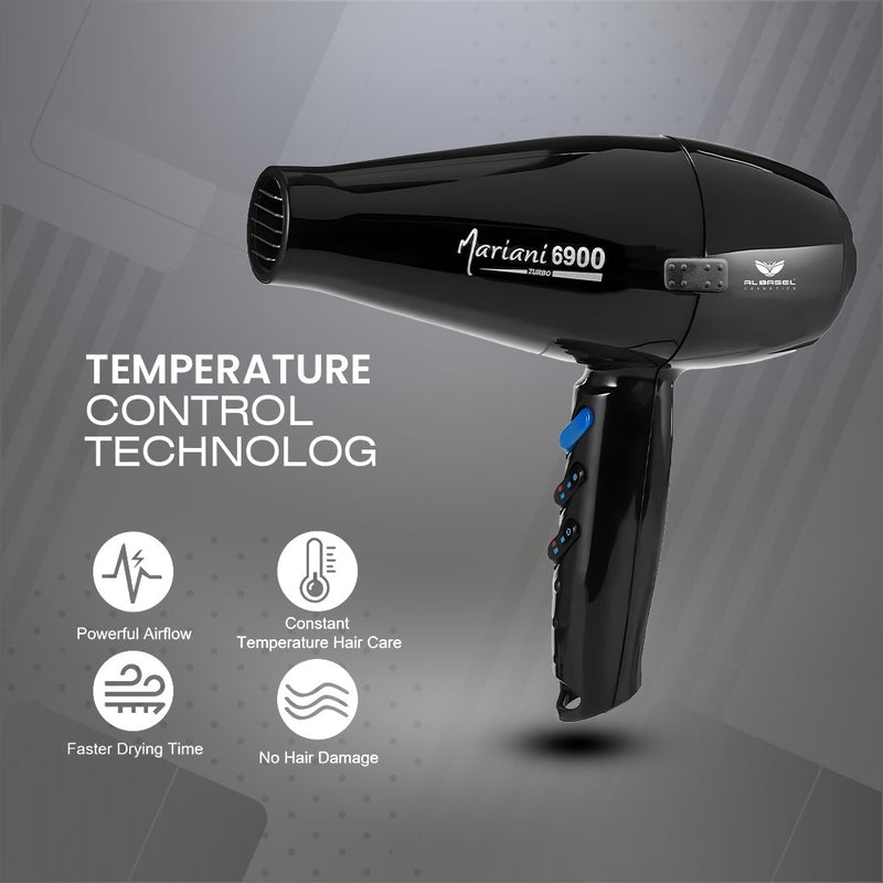 Mariani Hair Dryer 6900 Turbo 2500W (Made in Italy) Black - al basel cosmetics