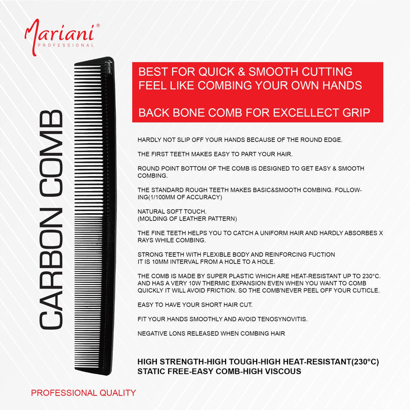 Professional Hair Styling & Hair Cutting Mariani Carbon Fiber Comb 8033- hair styling- fiber comb- haircutting- styling comb- al basel- UAE