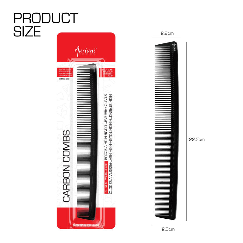 Professional Hair Styling & Hair Cutting Mariani Carbon Fiber Comb 8033- hair styling- fiber comb- haircutting- styling comb- al basel- UAE