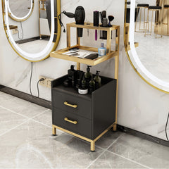 Matte Black and Gold Modern Salon Trolley