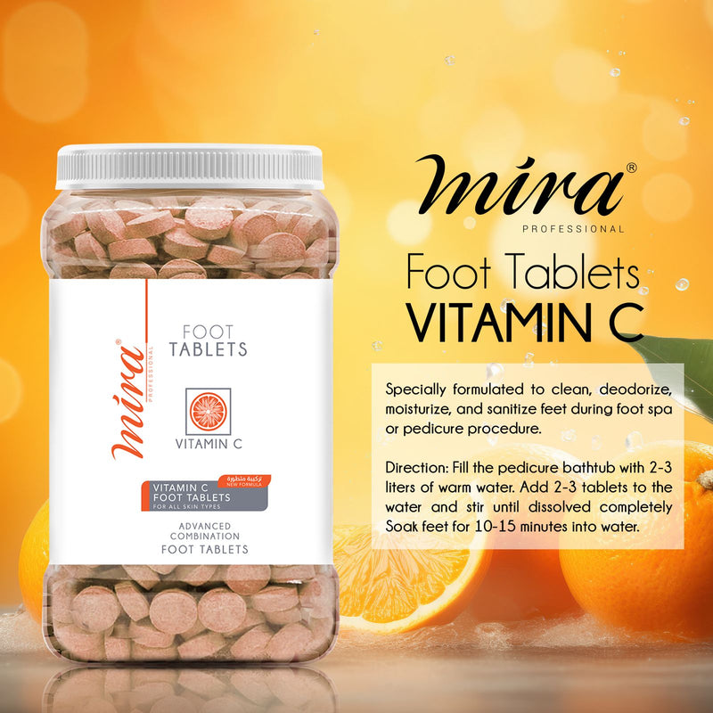 Mira Vitamin C 420pcs x 6.5gm Foot Tablets Jar - pedicure foot tablets- foot care - foot tablets - al basel cosmetics