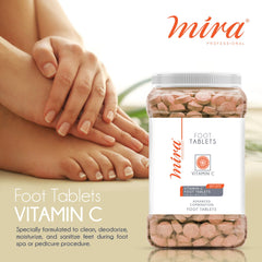 Mira Vitamin C 420pcs x 6.5gm Foot Tablets Jar - pedicure foot tablets- foot care - foot tablets - al basel cosmetics