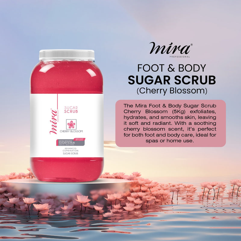 Foot & Body Sugar Scrub Cherry Blossom 5Kg Mira - sugar scrub - mira sugar scrub - al basel cosmetics  - foot scrub - body scrub - food and body scrub - feet scrub - scrub for feet - UAE - Mira - sugar scrub - sugar scrub for body - sugar scrub for feet
