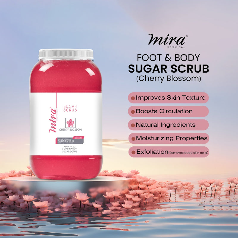 Foot & Body Sugar Scrub Cherry Blossom 5Kg Mira - sugar scrub - mira sugar scrub - al basel cosmetics  - foot scrub - body scrub - food and body scrub - feet scrub - scrub for feet - UAE - Mira - sugar scrub - sugar scrub for body - sugar scrub for feet