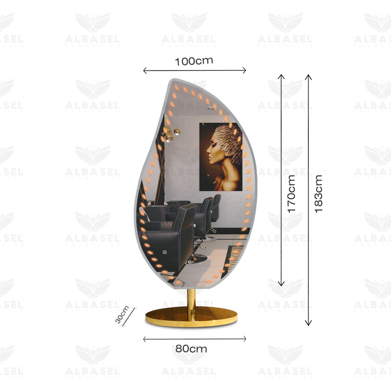 LED light Mirror Leaf Shape Design - al basel cosmetics - salon mirror