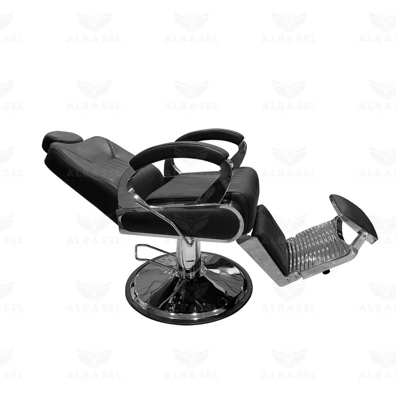 Salon Professional Black and Chrome Barber Chair - al basel cosmetics - salon chair - barber chair - gents chair 