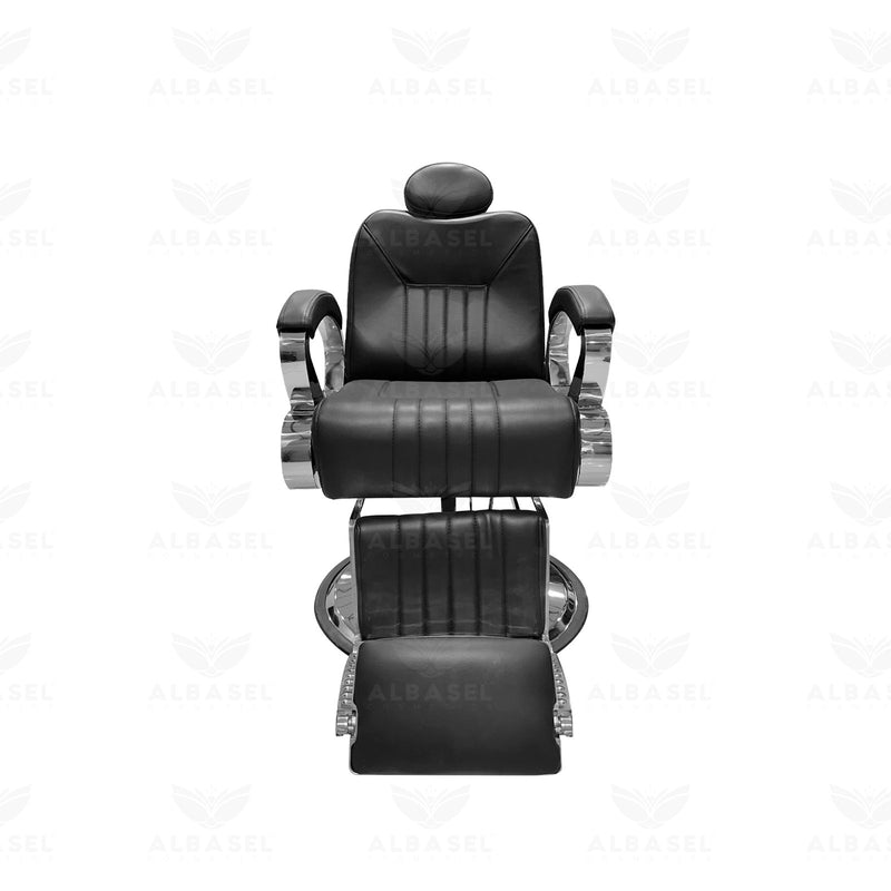 Salon Professional Black and Chrome Barber Chair - al basel cosmetics - salon chair - barber chair - gents chair 