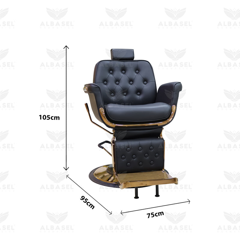 Professional Black and Gold Steel Barber Chair - salon chair - gents chair - ladies chair - al basel cosmetics