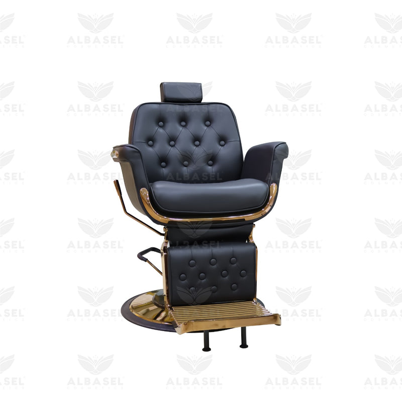 Professional Black and Gold Steel Barber Chair - salon chair - gents chair - ladies chair - al basel cosmetics