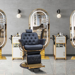 Professional Black and Gold Steel Barber Chair - salon chair - gents chair - ladies chair - al basel cosmetics