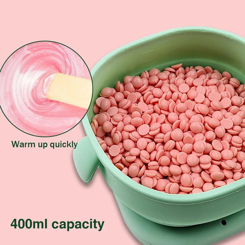 Green Silicone Wax Heater with Soft Grip Handle | Professional Hair Removal - silicone wax warmer - wax warmer for salon and home use - travel friendly wax warmer - wax heater - easy to handle wax heater - Al Basel - UAE - professional wax warmer
