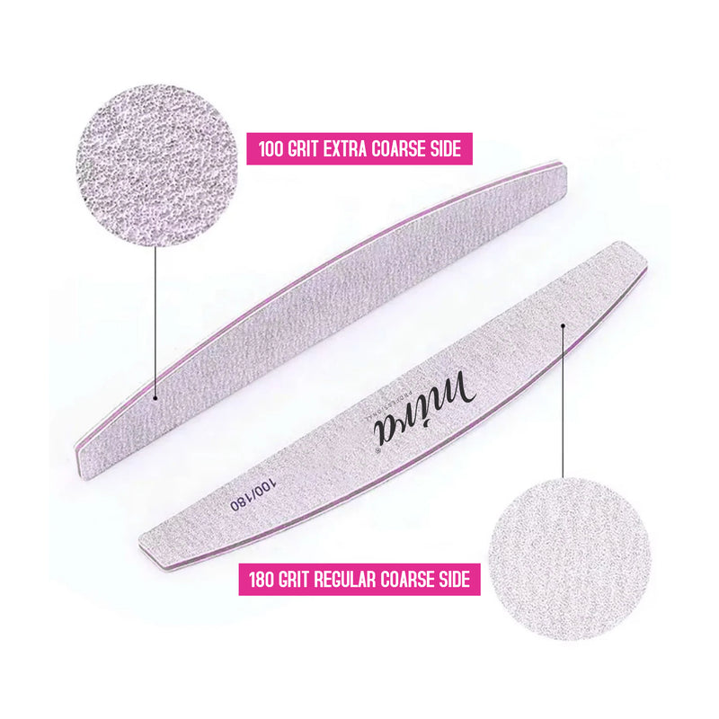 Professional Nail File Half Moon 709 Pink for Nail Art Design Mira 25pcs Pack