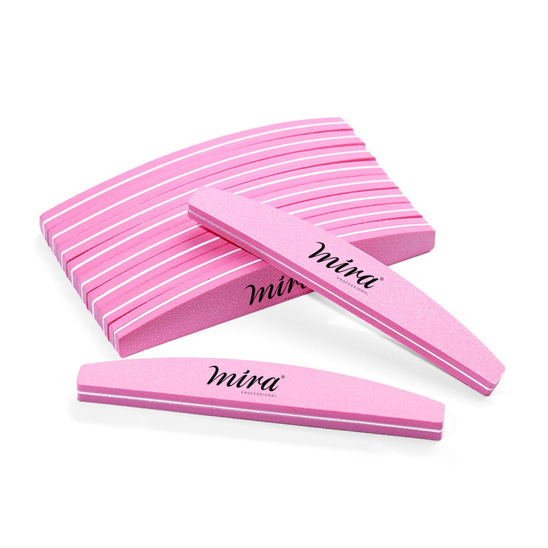 Professional Nail File Half Moon Sponge 703 Pink for Nail Art Design Mira 10 Pieces