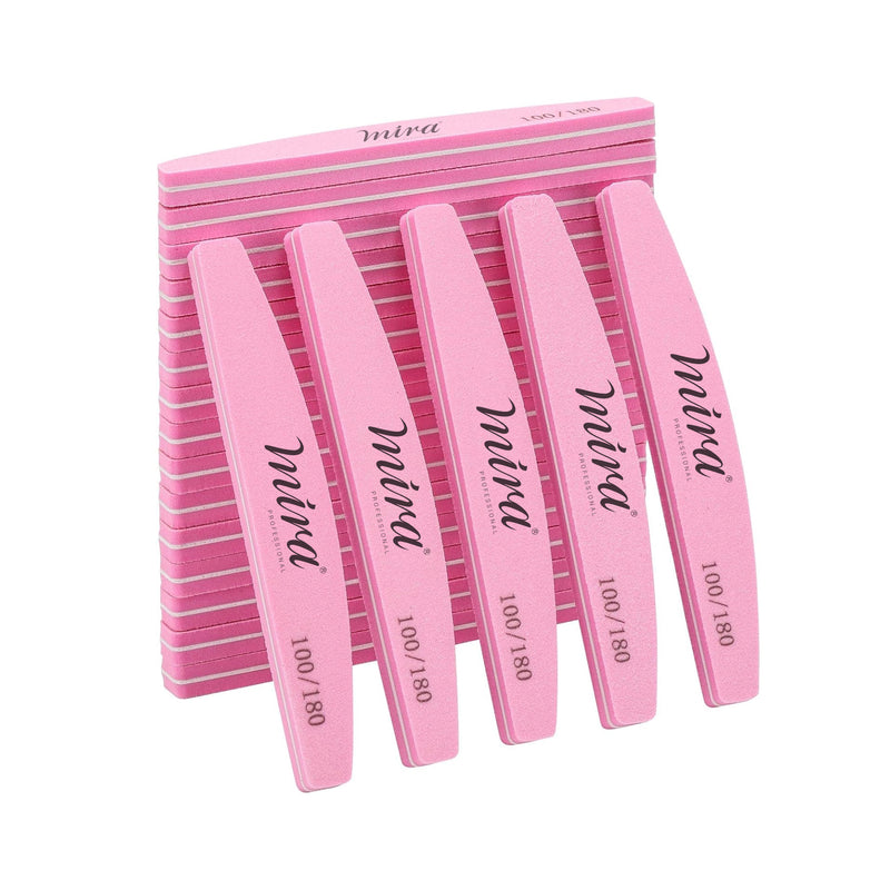 Professional Nail File Half Moon Sponge 703 Pink for Nail Art Design Mira 10 Pieces