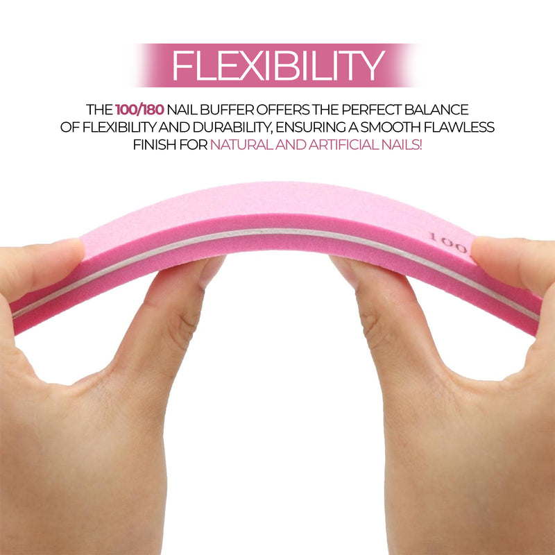 Professional Nail File Half Moon Sponge 703 Pink for Nail Art Design Mira 10 Pieces