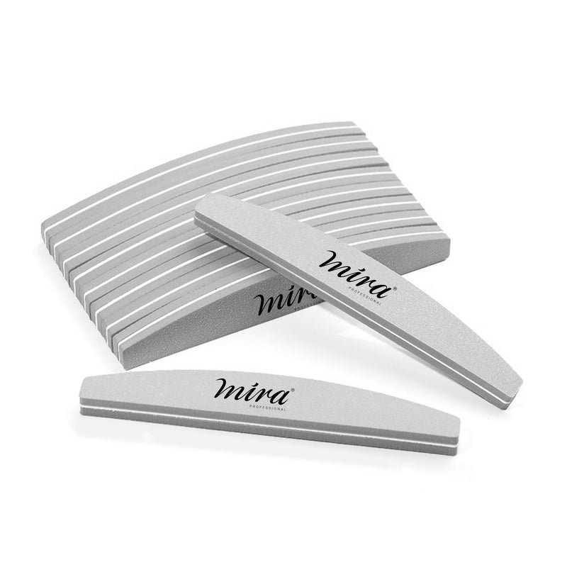 Professional Nail File Half Moon Sponge 706 Gray for Nail Art Design Mira 10 Pieces