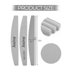 Professional Nail File Half Moon Sponge 706 Gray for Nail Art Design Mira 10 Pieces