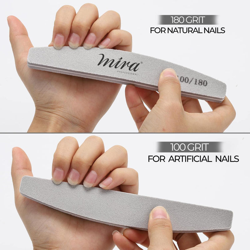 Professional Nail File Half Moon Sponge 706 Gray for Nail Art Design Mira 10 Pieces