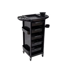 Black Plastic Salon Trolley with Drawers & Rolling Wheels | Multi-Function Organizer - plastic salon trolley - salon trolley Saudi Arabia - Make up trolley Oman - Barber Trolley Qatar